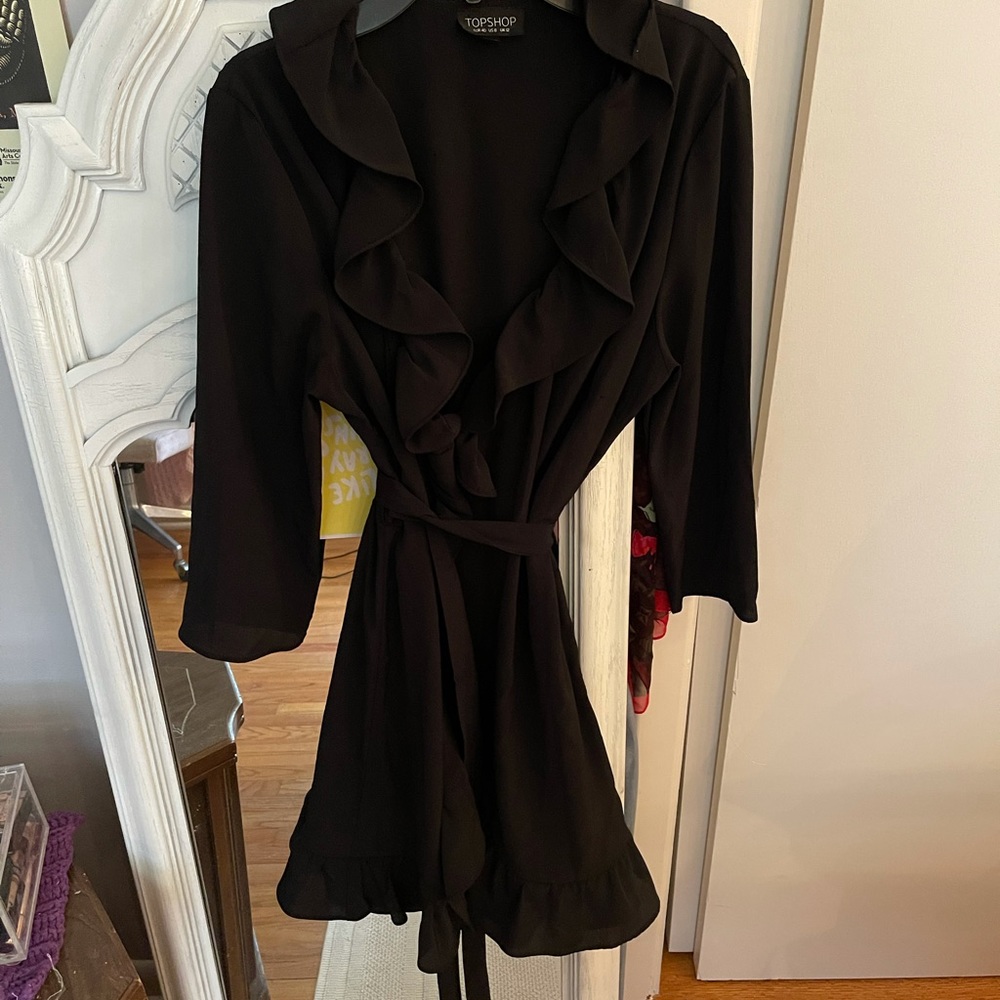 Topshop black wrap dress